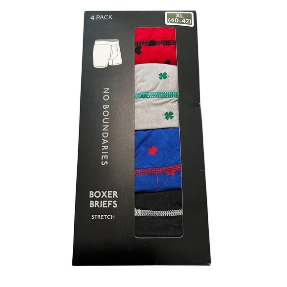 No Boundaries Men's Tag-Free All-Seasons 4-Pk Printed Boxer Briefs  Size XL  NWT - Picture 2 of 8